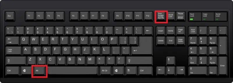 Alt + Print Screen Screen capture of a specific area